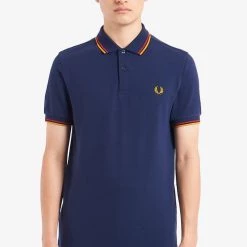 Fred Perry Twin Tipped Polo Deep Carbon / Red / Amber (Only Small Left!)
