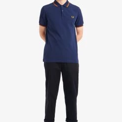 Fred Perry Twin Tipped Polo Deep Carbon / Red / Amber (Only Small Left!)