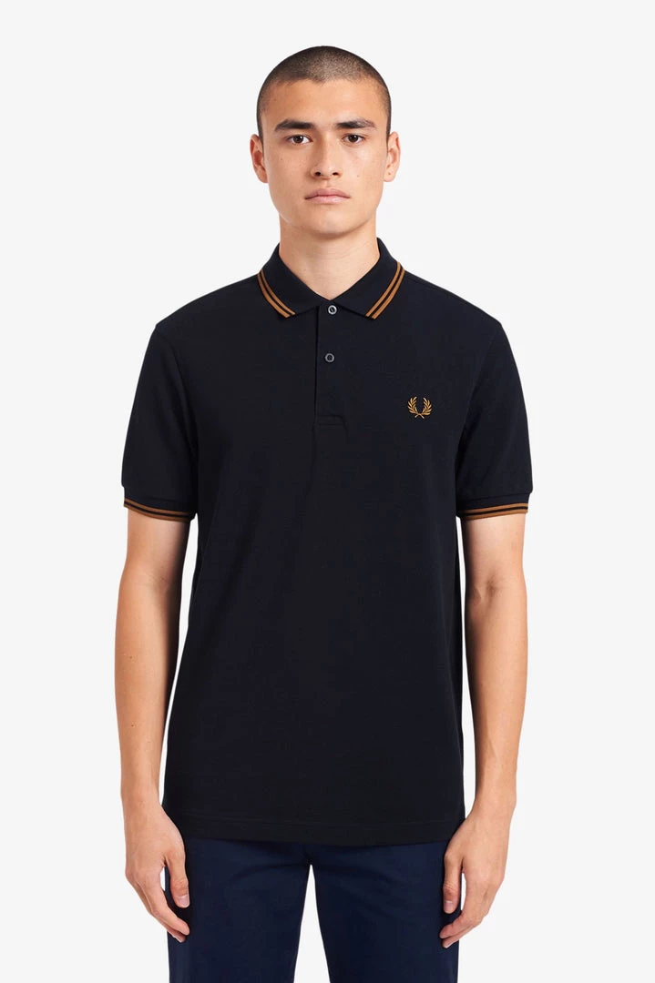 Guys Fred Perry Twin Tipped Polo Navy / Dark Caramel 4 Guys Fred Perry Twin Tipped Polo Navy / Dark Caramel