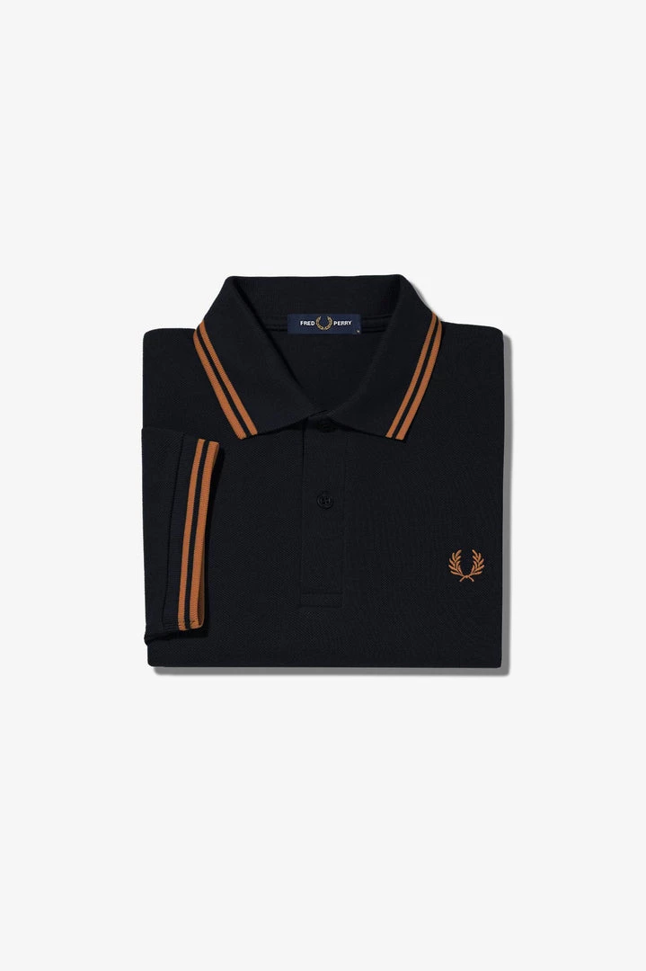 Guys Fred Perry Twin Tipped Polo Navy / Dark Caramel 3 Guys Fred Perry Twin Tipped Polo Navy / Dark Caramel