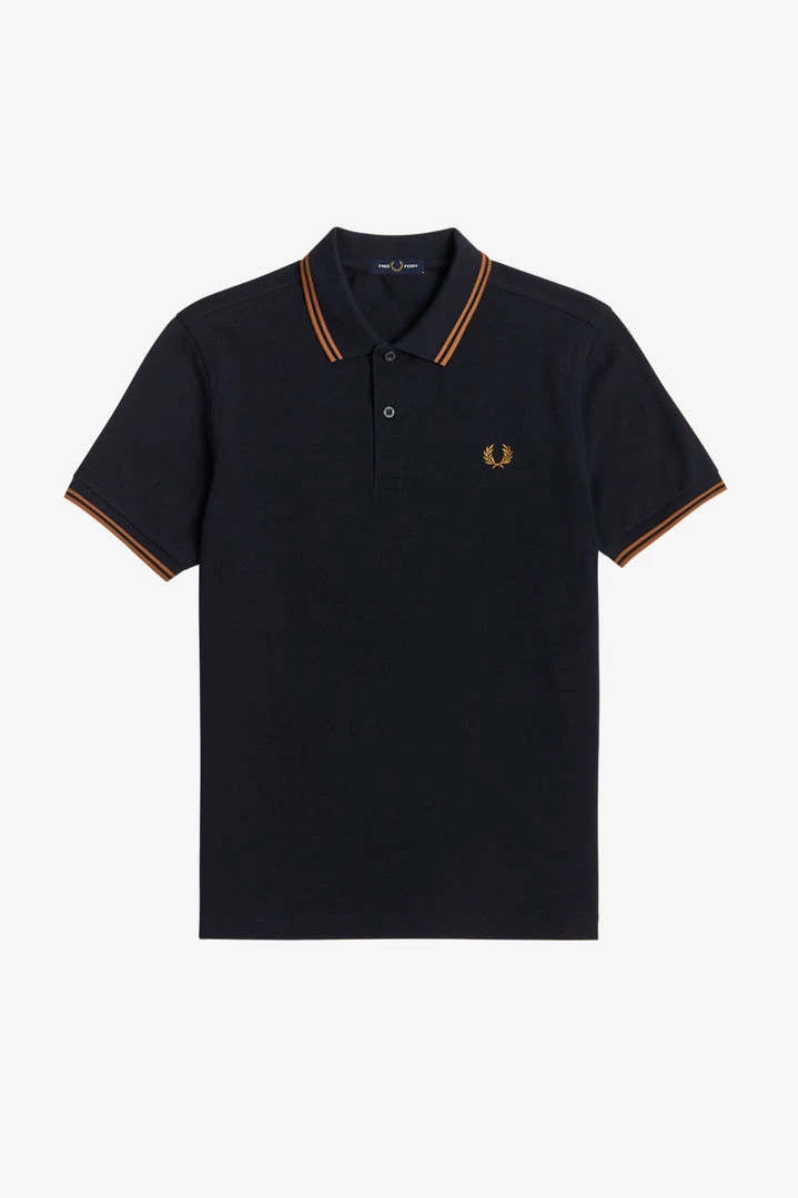 Guys Fred Perry Twin Tipped Polo Navy / Dark Caramel 5 Guys Fred Perry Twin Tipped Polo Navy / Dark Caramel