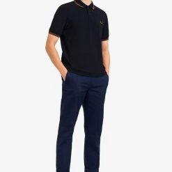 Guys Fred Perry Twin Tipped Polo Navy / Dark Caramel 12 Guys Fred Perry Twin Tipped Polo Navy / Dark Caramel