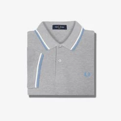 Guys Fred Perry Polo Steel Marl / Snow White / Riviera (Only Small Left!)