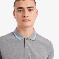 Guys Fred Perry Polo Steel Marl / Snow White / Riviera (Only Small Left!)