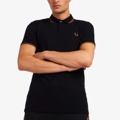 Fred Perry Polo Black / Dark Caramel