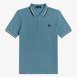 Fred Perry Polo Ash Blue / Snow White / Black Guys