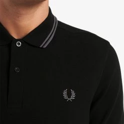 Guys Fred Perry Polo Black / Gunmetal