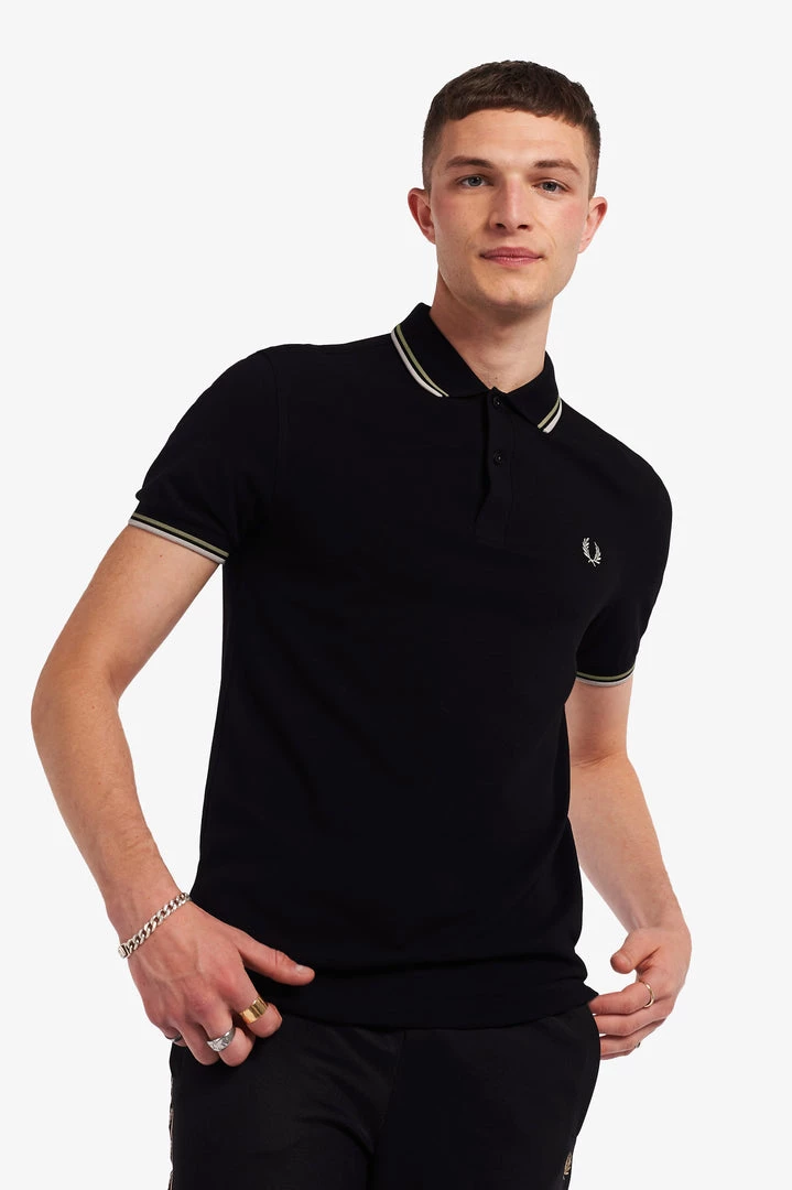 Fred Perry Twin Tipped Polo Black / Light Olive / Light Gray 6 Fred Perry Twin Tipped Polo Black / Light Olive / Light Gray
