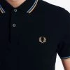 Guys Fred Perry Polo Black / Sky / Desert