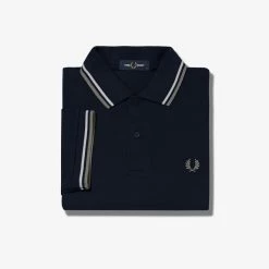 Guys Fred Perry Polo Navy / Snow White / Light Oyster