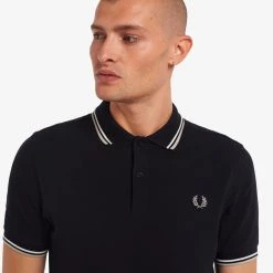 Guys Fred Perry Polo Navy / Snow White / Light Oyster