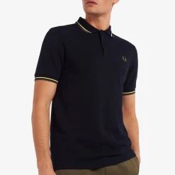 Guys Fred Perry Polo Navy / Waxyel / Milgr