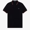 Guys Fred Perry Polo Black / Washed Red / Green 2 Guys Fred Perry Polo Black / Washed Red / Green