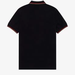 Guys Fred Perry Polo Black / Washed Red / Green