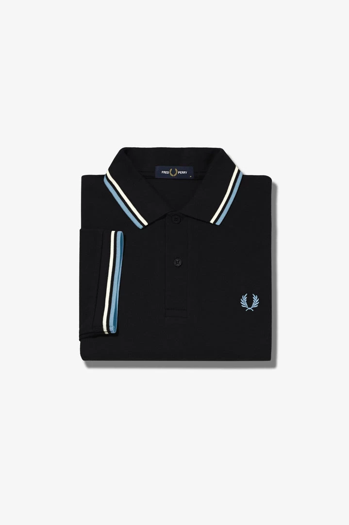 Guys Fred Perry Twin Tipped Polo Black / White / Sky Blue 4 Guys Fred Perry Twin Tipped Polo Black / White / Sky Blue