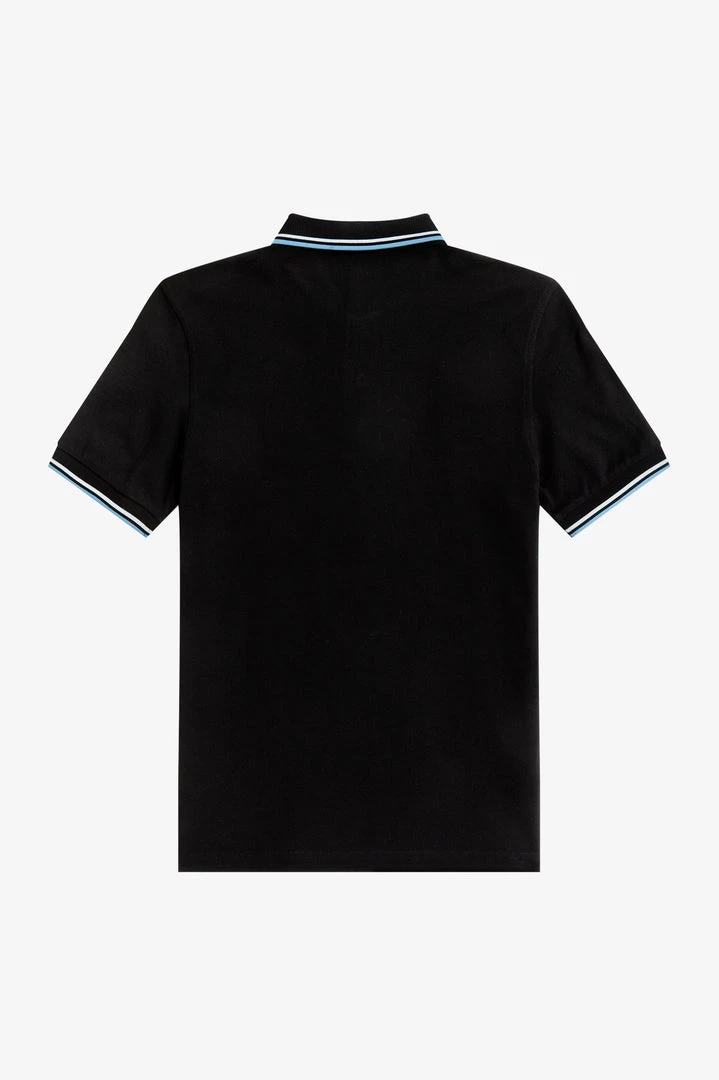 Guys Fred Perry Twin Tipped Polo Black / White / Sky Blue 8 Guys Fred Perry Twin Tipped Polo Black / White / Sky Blue