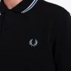 Guys Fred Perry Twin Tipped Polo Black / White / Sky Blue