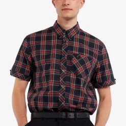 Guys Fred Perry Short Sleeve Tartan Button Up (Limited - Made In England)