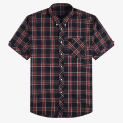 Guys Fred Perry Short Sleeve Tartan Button Up (Limited - Made In England)