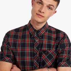 Guys Fred Perry Short Sleeve Tartan Button Up (Limited - Made In England)