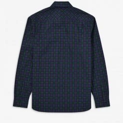 Fred Perry Winter Tartan Long Sleeve Carbon Blue Guys