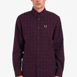 Fred Perry Winter Tartan Long Sleeve Mahogany (Last One, Size Small!)