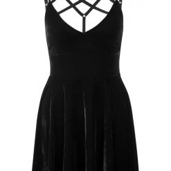 KillStar Magica Black Velvet Skater Dress 10 KillStar Magica Black Velvet Skater Dress