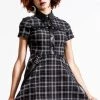 KillStar Menace Collar Dress Ash Gray Plaid