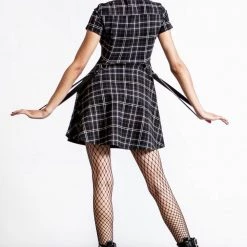 KillStar Menace Collar Dress Ash Gray Plaid