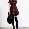KillStar Menace Collar Dress Blood Red Plaid
