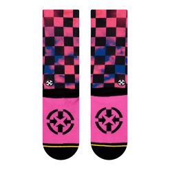 Merge4 Accessories Pink Checkered Crew Socks