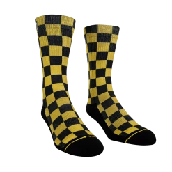 Merge4 Yellow Checkered Crew Socks