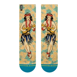 Merge4 Hula Gal Tattoo Flash Crew Socks