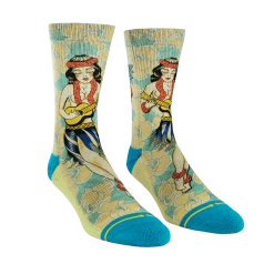 Merge4 Hula Gal Tattoo Flash Crew Socks