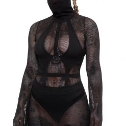 KillStar Gals Neo-Nyx Mask Fishnet Dress