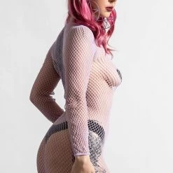 KillStar Nicole Fishnet Bodycon Dress Pastel Lilac
