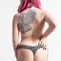 KillStar Nicole Fishnet Bodycon Dress Pastel Pink