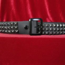 Ape Leather Black On Black Pyramid Stud 3 Row Belt