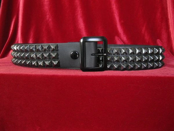 Ape Leather Black On Black Pyramid Stud 3 Row Belt 3 Ape Leather Black On Black Pyramid Stud 3 Row Belt