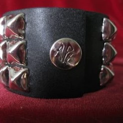Ape Leather 3 Row Pyramid Stud Wristband