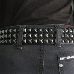 Ape Leather Black On Black Pyramid Stud 3 Row Belt 9 Ape Leather Black On Black Pyramid Stud 3 Row Belt