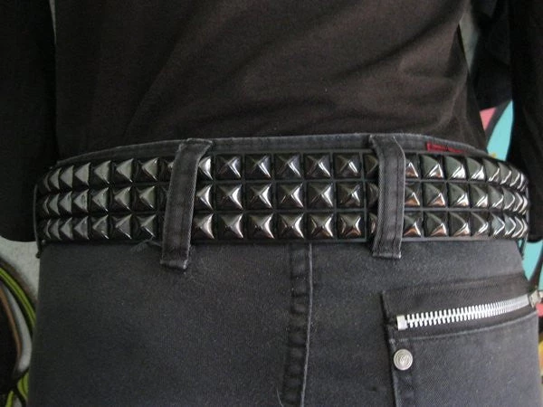 Ape Leather Black On Black Pyramid Stud 3 Row Belt 6 Ape Leather Black On Black Pyramid Stud 3 Row Belt
