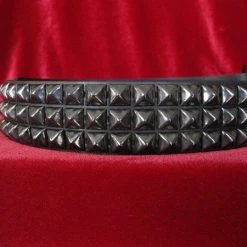 Ape Leather Black On Black Pyramid Stud 3 Row Belt