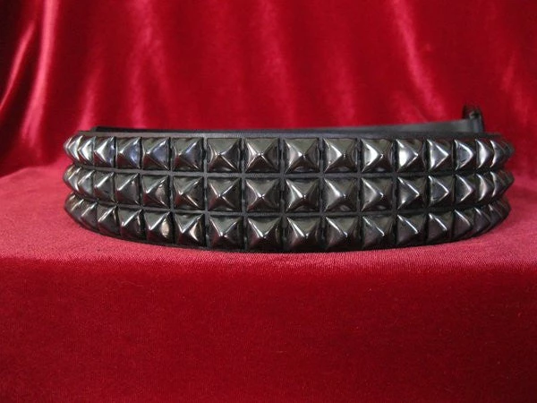 Ape Leather Black On Black Pyramid Stud 3 Row Belt 4 Ape Leather Black On Black Pyramid Stud 3 Row Belt