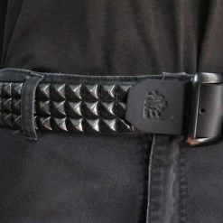 Ape Leather Black On Black Pyramid Stud 3 Row Belt 8 Ape Leather Black On Black Pyramid Stud 3 Row Belt