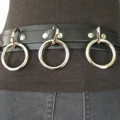 Ape Leather 9 Ring Black Leather Bondage Belt