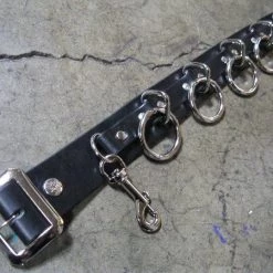 Ape Leather 9 Ring Black Leather Bondage Belt