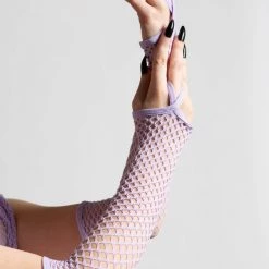 KillStar Possess Me Fishnet Gloves Pastel Lilac Accessories
