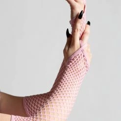 KillStar Accessories Possess Me Fishnet Gloves Pastel Pink