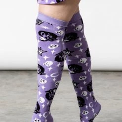 KillStar Purr Off Knee-High Socks Purple Plum Gals